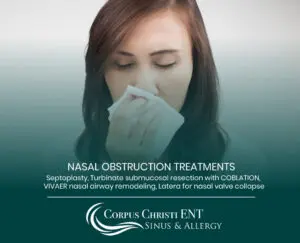 Woman dealing with nasal obstruction