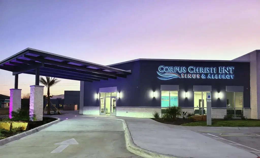 “Corpus Christi ENT Sinus & Allergy” office building at dusk